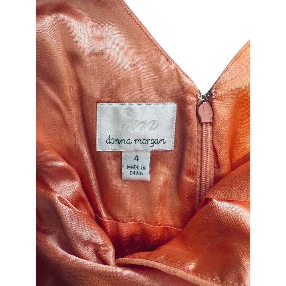 Donna Morgan Coral Orange Silk V-Neck A-Line Sleeveless Dress Women’s Size 4 - Picture 6 of 8